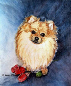 Wicket with her favorite roses. The Artistic Process in My Creative Journey of painting Wicket.